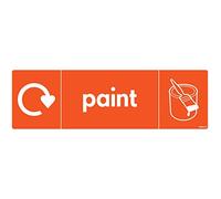 WRAP Recycling Signs: Self Adhesive Vinyl Sticker for Paint Waste - Recycle Now Signs, 200 x 60mm - Conforms to BS EN ISO 7010 Standards (Paint, 200 x 60mm)