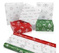 WRAP STORM Christmas Wrapping Paper - 5 Rolls (43 x 300cm Each) - Santa, Trees, Snowflakes & Baubles Designs - Gift Wrap for Xmas & Holiday Presents