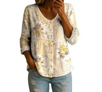 wrap Tops for Women Linen Boho Tops for Women V Neck Long Sleeve Button Down Work Blouse Plus Size Baggy Smock Tops Lightweight Summer Beach Vacation Hippie Tee Comfy Holiday Shirt