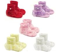 Wrapables Snowy Lace Ruffle Cuff Socks for Toddler Girl (Size 4-6), Set of 5