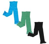 Wrapables Toddler Stretch Leggings with Lace Trim, Set of 3 (Blue, Green, Black)