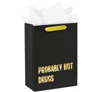 WRAPAHOLIC 13" Large Funny Birthday Gift Bag with Tissue Paper - Probably Not Drugs Design Wacky Paper Bags Perfect for Men and Friend