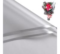 WRAPAHOLIC 20 Sheets Silver Border Waterproof Floral Bouquet Wrapping Paper, Perfect for DIY Gift Packaging, Multi-Purpose Occasion, 22.4 x 22.4 Inch