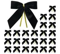 WRAPAHOLIC 24 Pcs Small Black Velvet Christmas Bows - Black Twist Tie Bows for Christmas Tree, Wreath, Gift Wrapping, Wedding, Crafts, Home Decor - 3.5 x 3.5 inch