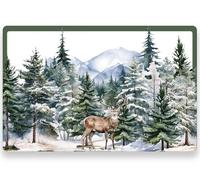 WRAPAHOLIC 50 Sheets Christmas Paper Place Mats - 11 x 17 Inch Disposable Placemat Reindeer and Winter Forest Landscape Decorative Paper Table Mats for Dinner Table Setting Holiday Party Supplies
