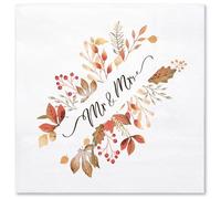 WRAPAHOLIC 50Pcs Autumn Mr and Mrs Napkins - 3-Ply Disposable Paper Wedding Luncheon Napkins for Engagement, Party Supplies Tableware - 6.5 x 6.5 In
