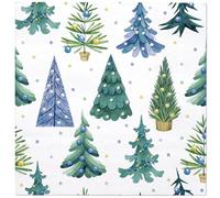 WRAPAHOLIC 50Pcs Christmas Paper Napkins - 3 Ply Blue Christmas Tree Disposable Luncheon Napkin for Christmas Party Supplies Tableware, Xmas Holiday - 6. 5 x 6.5 In