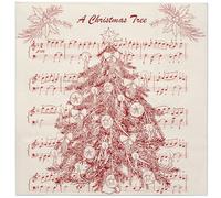 WRAPAHOLIC 50Pcs Christmas Paper Napkins - 3 Ply Red Christmas Tree and Song Disposable Luncheon Napkin for Christmas Party Supplies Tableware, Xmas Holiday - 6. 5 x 6.5 In