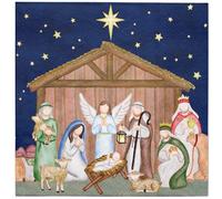 WRAPAHOLIC 50Pcs Christmas Paper Napkins - 3 Ply Retro Religion Pattern Disposable Luncheon Napkin for Christmas, Holiday, Party Celebration - 6.5 x 6.5 In