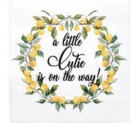 WRAPAHOLIC 50Pcs Cutie Baby Shower Paper Napkins - 3 Ply Clementine Little Cutie On the Way Disposable Cocktail Napkin for Baby Shower, Spring, Summer Tangerine Party - 5 x 5 In