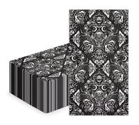WRAPAHOLIC 50Pcs Gothic Halloween Paper Napkins - 3-Ply Black and White Skull Moth Gothic Guest Disposable Hand Towels for Bathroom, Halloween, Birthday, Holiday - 4.3 x 7.9 In