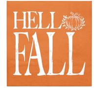 WRAPAHOLIC 50Pcs Hello Fall Paper Napkins - 3-Ply Hello Fall and Pumpkin Disposable Luncheon Napkins for Autumn, Thanksgiving Party Supplies Tableware - 6.5 x 6.5 In