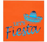 WRAPAHOLIC 50Pcs Mexican Cinco de Mayo Cocktail Napkins - 3-Ply Blue Gold Foil Let's Fiesta Disposable Paper Napkins for Taco Party, Birthday, Margs, Matrimony and Summer Parties - 5 x 5 In