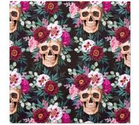 WRAPAHOLIC 50Pcs Skull Halloween Paper Napkins - 3-Ply Romantic Floral Wreath Skull Disposable Luncheon Napkins for Halloween, Birthday, Day of the Dead - 6.5 x 6.5 In