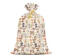WRAPAHOLIC 56" Extra Large Neutral Baby Gift Bag - Forest Animal Plastic Bag for Baby Shower, Kids Birthdays, Parties, Celebrations or Any Occasion - 56" H x 36" W