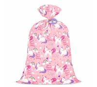 WRAPAHOLIC 56" Large Pink Unicorn Birthday Plastic Gift Bag - Have a Magical Birthday Jumbo Bike Bag Gift Wrap for Girls, Baby Shower, Party, Holiday - 56" H x 36" W