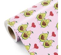 WRAPAHOLIC Avocados Wrapping Paper Roll - Mini Roll - 17 Inch x 16.5 Feet - Cute Avocados in Love Funny Wrapping Paper for Sweet Gifts, Birthday, Wedding, Bridal Shower