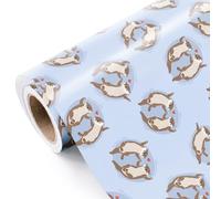 WRAPAHOLIC Birthday Otter Wrapping Paper Roll - Mini Roll - 17 Inch x 16.5 Feet - Cute Cartoon Otter with Hearts Wrapping Paper Perfect for Men Women, Friends, Birthday, Wedding, Valentines Day