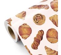 WRAPAHOLIC Bread Wrapping Paper Roll - Mini Roll - 17 Inch x 16.5 Feet - French Croissant Bread Bakery Wrapping Paper for Birthday, Baking Lover, Baby Shower, Tea Party