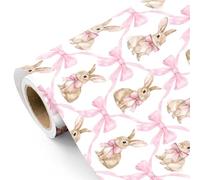 WRAPAHOLIC Bunny Easter Wrapping Paper Roll - 17 Inch x 16.5 Feet - Cute Bunny and Pink Bow Wrapping Paper, Perfect for Easter, Spring, Baby Shower, Girls Birthday