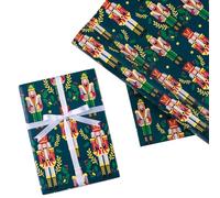 WRAPAHOLIC Christmas Wrapping Paper Roll - Forest Green Nutcracker Design - 17 Inch x 16.4 Feet Mini Roll - Perfect for Christmas Gift Wrapping, Ideal for Gifts for Family with Kids