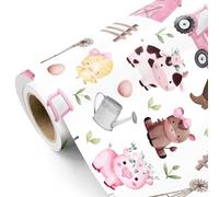WRAPAHOLIC Farm Animal Wrapping Paper - Mini Roll - 17 Inch x 16.5 Feet - Pink Barnyard Cow Birthday Wrapping Paper Perfect for Kids Girls Boys Birthday, Baby Shower