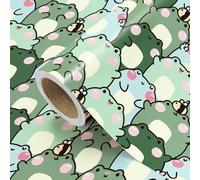 WRAPAHOLIC Frog Wrapping Paper Roll - Mini Roll - 17 Inch x 16.5 Feet - Cute Chubby Frog Animal Wrapping Paper Perfect for Kids Boy Girl Birthday, Baby Shower