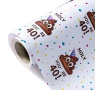 WRAPAHOLIC Funny 40th Birthday Wrapping Paper - Mini Roll - 17 Inch x 16.5 Feet - Holy You're 40 Design for Birthday, Party, Prank