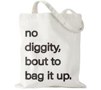 WRAPAHOLIC Funny Quote Cotton Canvas Tote Bag, No Diggity Design Shopping Bag, Funny Reusable Shoulder Tote Bags for Shopping Camping - 13.8" x 15.7", 1 Pcs