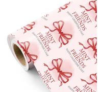 WRAPAHOLIC Funny Valentines Day Wrapping Paper Roll - Mini Roll - 17 Inch x 16.5 Feet - Bow and Mint to Be Friends Happy Galentine's Day Wrapping Paper for Girl, Women, Anniversary, Wedding