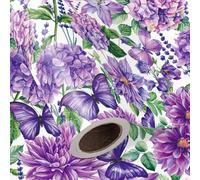 WRAPAHOLIC Hydrangea Floral Wrapping Paper Roll - Mini Roll - 17 Inch x 16.5 Feet - Dark Purple Hydrangea Flower Wrapping Paper Perfect for Birthday, Wedding, Bridal Shower, Tea Party