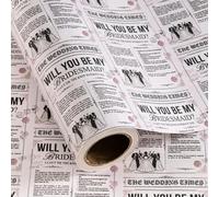 WRAPAHOLIC Kraft Bridesmaid Wrapping Paper Roll - Mini Roll - 17 Inch x 16.5 Feet - Will You Be My Bridesmaid Vintagte Wrapping Paper for Wedding Proposal, Bridal Shower Party