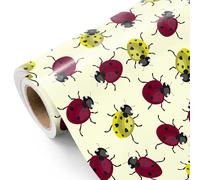 WRAPAHOLIC Ladybug Wrapping Paper Roll - Mini Roll - 17 Inch x 16.5 Feet - Ladybird Insect Wrapping Paper for Ladybug Fancy Birthday, Baby Shower, Wedding, Bridal Shower
