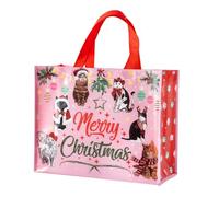 WRAPAHOLIC Large Reusable Christmas Cats Gift Bag with Handles - 10 x 5 x 13 inch - Christmas Kitty Disco Design, Perfect for Party Favor Bags, Shopping Bag