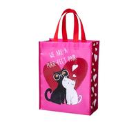 WRAPAHOLIC Large Reusable Valentine's Day Gift Bag with Handles - 10 x 5.5 x 13 inch - Adorable Couple Cat - We Are a Purr-fect Pair