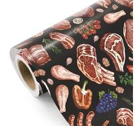WRAPAHOLIC Meat Wrapping Paper - Mini Roll - 17 Inch x 16.5 Feet - Meat and Vegetables Funny Wrapping Paper Perfect for Men Women Chef Present, Birthday, Wedding