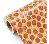 WRAPAHOLIC Pizza Wrapping Paper Roll - Mini Roll - 17 Inch x 16.5 Feet - Delicious Pepperoni Pizza Wrapping Paper Perfect for Birthday, Baby Shower, Wedding, Party