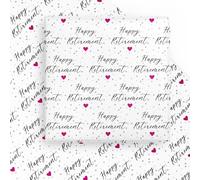 WRAPAHOLIC Retirement Wrapping Paper Sheet - 6 Sheets Happy Retirement with Pink Heart Design Folded Flat for Party, Holiday - 19.7 Inch x 27.5 Inch Per Sheet