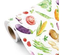 WRAPAHOLIC Vegetable Wrapping Paper - Mini Roll - 17 Inch x 16.5 Feet - Watercolor Salad Vegetables Food Wrapping Paper Perfect for Summer, Food Theme Party, Birthday