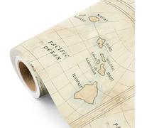 WRAPAHOLIC Vintage Map Wrapping Paper Roll - Mini Roll - 17 Inch x 16.5 Feet - Antique Retro Wrapping Paper with Hawaii Map Design for Birthday, Travel Lovers, Graduation, Father's Day