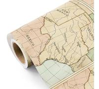 WRAPAHOLIC Vintage Map Wrapping Paper Roll - Mini Roll - 17 Inch x 16.5 Feet - Antique Retro Wrapping Paper with Texas Map Design for Birthday, Travel Lovers, Graduation, Father's Day