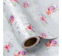 WRAPAHOLIC Wedding Wrapping Paper Roll - Mini Roll - 17 Inch x 9.8 Feet - Silver Foil Floral and Congratulations on Your Wedding Day Design for Marriage Ceremony, Nuptials, Celebration, Party