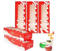 wraphay 30pack Christmas Cookies Boxes with Window Red Xmas Macaron Packaging Boxes Macaron Container Bakery Boxes Strawberry Chocolate Covered Treat Boxes