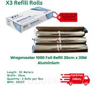 Wrapmaster 1000 Foil Refill 30cm x 30M - Aluminium Pack of 3 Foils - C3427