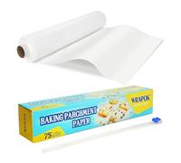 WRAPOK 1 x Baking Parchment Paper Roll Greaseproof Cooking Sheets White Non-Stick Pre-Cut Liners for Kitchen Home, 38 cm x 75 m