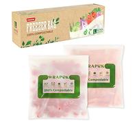 WRAPOK 100% Compostable Freezer Ziplock Bags Large Biodegradable Food Storage Bag for Vegetables, Fruits, Meats - 50 Count