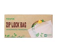 WRAPOK 100% Compostable Sandwich Freezer Bags Small Biodegradable Ziplock Bag for School or Work, 50 Count