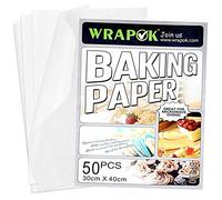 WRAPOK Baking Parchment Paper Greaseproof Cooking Sheets White Non-Stick Pre-Cut Liners for Kitchen Home, 12 x 16 Inch (50 Count)