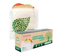 WRAPOK Biodegradable Sandwich Bags Compostable Food Storage Freezer Bag for School or Work, 25 Count