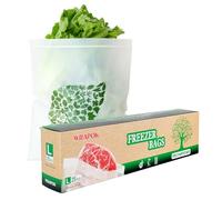 WRAPOK Compostable Food Freezer Bags Biodegradable Gallon Storage Bag for Vegetables, Fruits or Meats - 25 Count